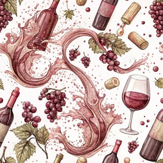 Wine Bottles and Glasses Pattern