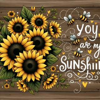 Sunflower Design with Rustic Wood