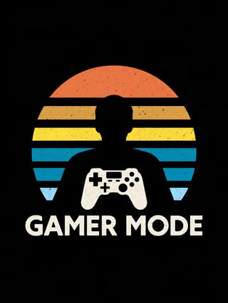 Vintage Gamer Silhouette at Sunset