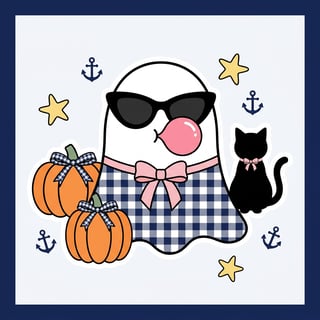 Coastal Preppy Fall Ghost Sticker