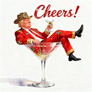 Trump MAGA in Glittery Martini Glass