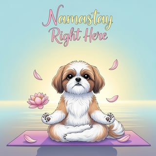 Calm Shih Tzu Yoga Illustration