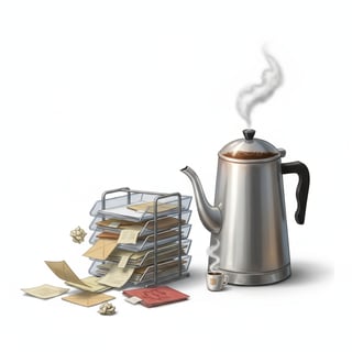 Overflowing Office Inbox Illustration