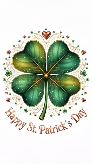 Emerald Green Four-Leaf Clover Illustration