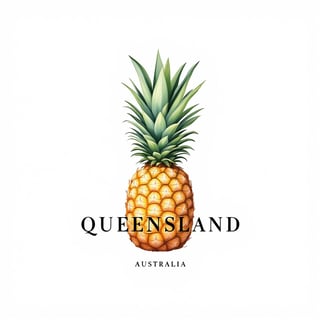 Minimalist Pineapple Art with Queensland Text
