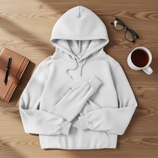 Flat Lay White Gildan 18500 Hoodie Mockup