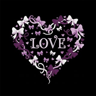 Orchid Purple Heart Bow Illustration