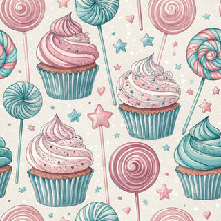Pastel Frosted Cupcakes and Lollipops