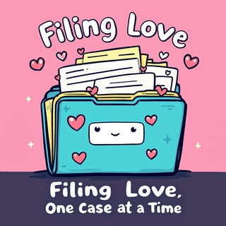 Kawaii Folder Illustration with Hearts