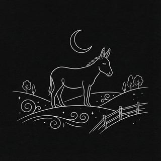 Donkey Silhouette with Crescent Moon