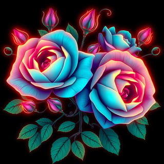 Realistic Tea Roses Illustration for Apparel