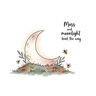 Whimsical Cottagecore Moon Illustration