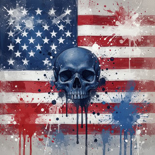 Gritty American Flag with Skull Art