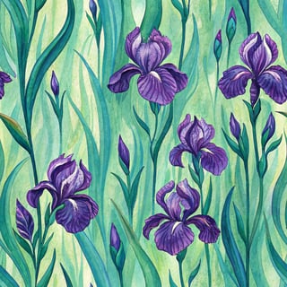 Neon Violet and Emerald Iris Meadow