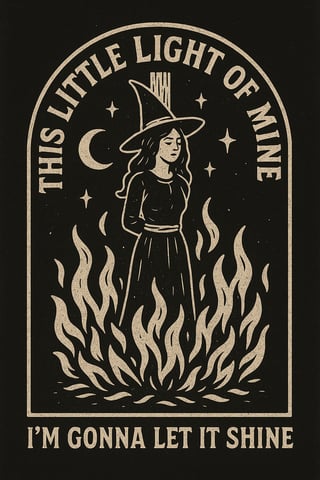Vintage Witch Illustration with Quote