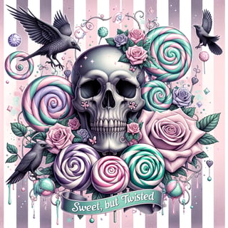 Pastel Gothic Skull Illustration
