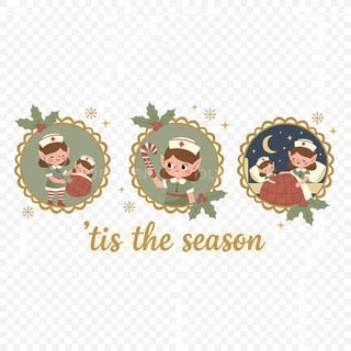 Cute Christmas Nurse Elf Illustration