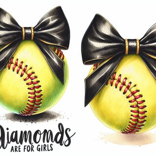 Watercolor Yellow Softball Illustration