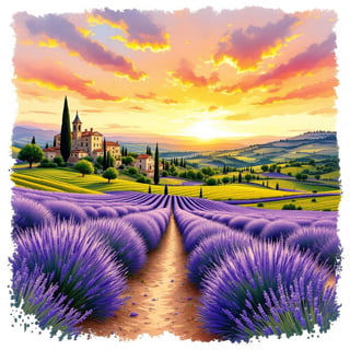 Provence Travel Poster in Ink & Watercolor