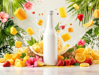 Tropical Product Shot with White Bottles