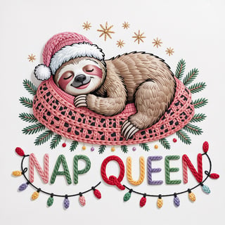 Cute Christmas Sloth Embroidery Design