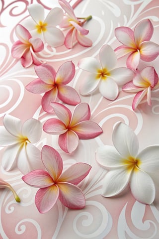 Photorealistic Pink and White Plumeria Flowers
