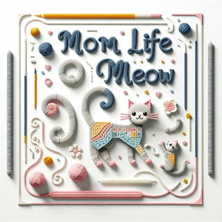 Mom Life Meow Crochet Yarn Art