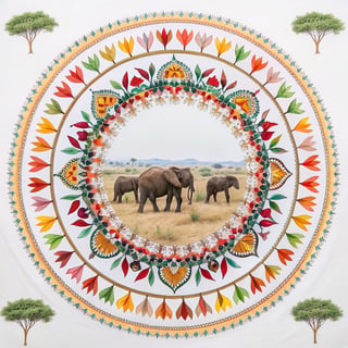 Centered Elegant Elephants Landscape