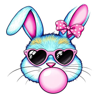 Colorful Bunny with Heart Sunglasses