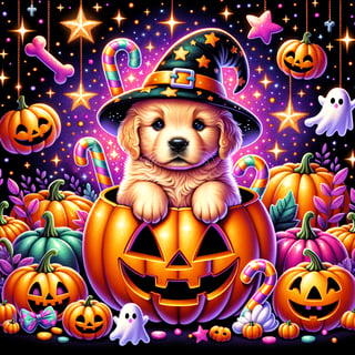 Cute Halloween Golden Retriever Puppy
