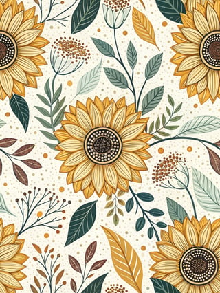 Seamless Sunflower Vector Pattern