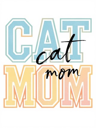 Pastel 'CAT MOM' Varsity Typography