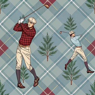 Vintage Golf Christmas Pattern