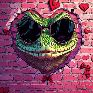 Lizard Face Through Heart Wall Art