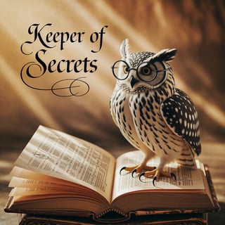 Wise owl with glasses on ancient book