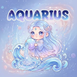 Chibi Aquarius with Stardust and Waves