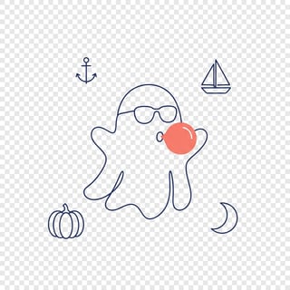 Minimalist Ghost Line Art Illustration