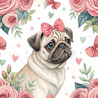 Adorable Pug with Coquette Style