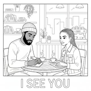 Black and White Coffee Shop Illustration