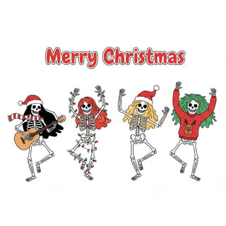 Festive Dancing Skeletons Illustration