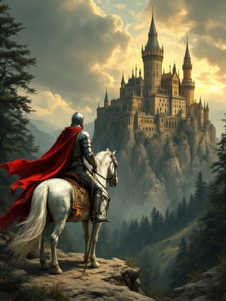 Medieval Knight on Horse Illustration