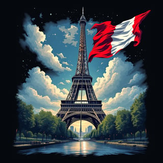 Eiffel Tower Vector Graphic T-Shirt Design