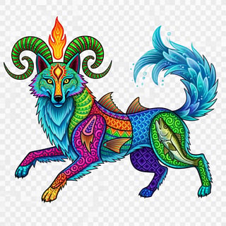 Alebrije-Inspired Florida Lagoon Wolf