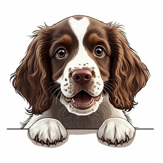 Excited English Springer Spaniel Illustration