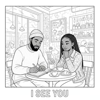 Black and White Coffee Shop Illustration