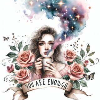 Whimsical Watercolor Woman Portrait