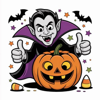 Cartoon Vampire and Jack-o’-Lantern