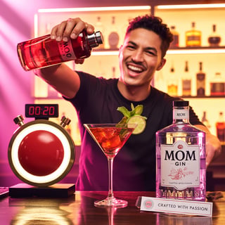 Energetic Bartender Shaking Cocktail