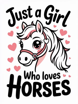 Kawaii Horse Vector T-Shirt Design