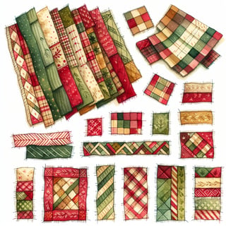 Watercolor Patchwork Fabric Clipart